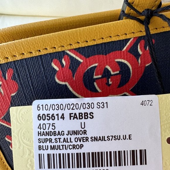 NWT Gucci GG Logo Tote Bag 605614 Yellow Navy Pvc Handbag Stylish Unique - Picture 7 of 10